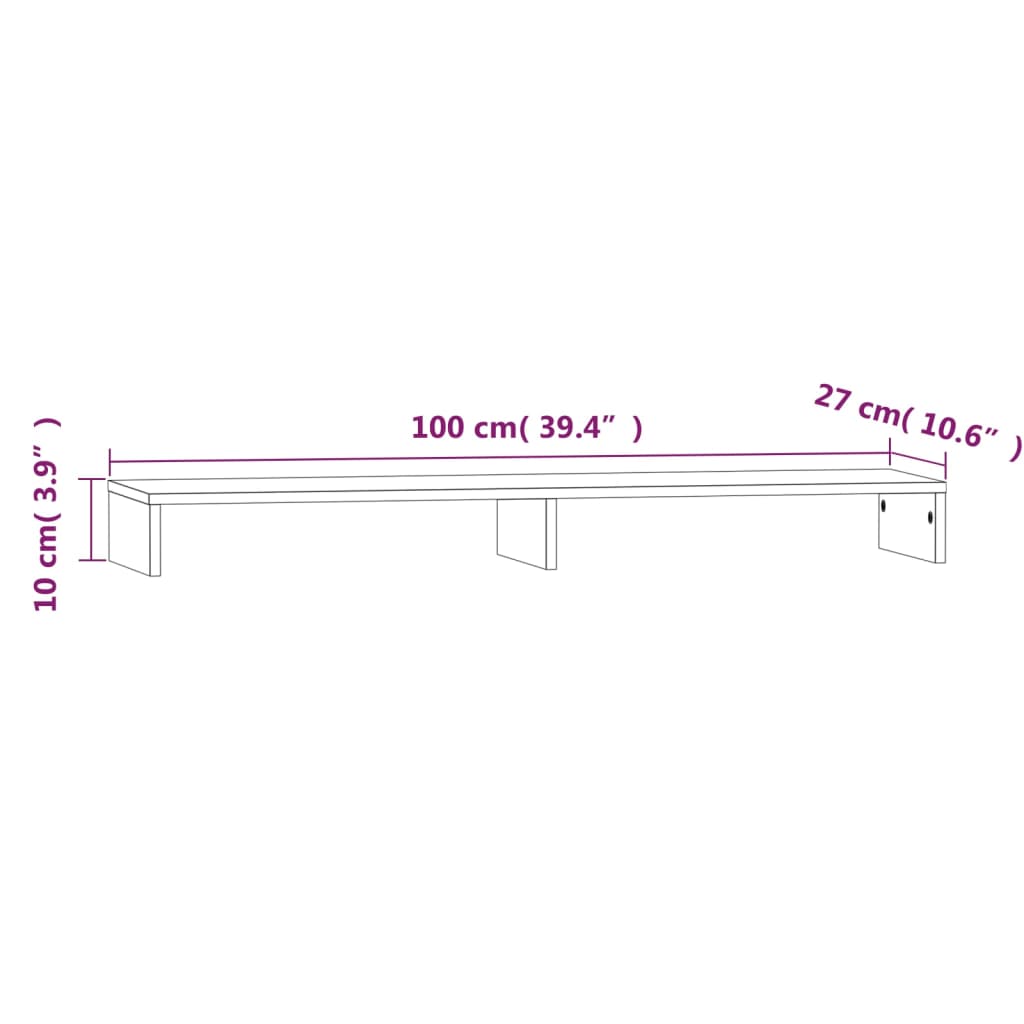 vidaXL Skjástandur 100x27x10 cm Gegnheil Fura