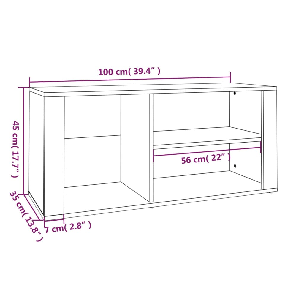 vidaXL Sjónvarpsskápur Svartur 100x35x45 cm Samsettur Viður