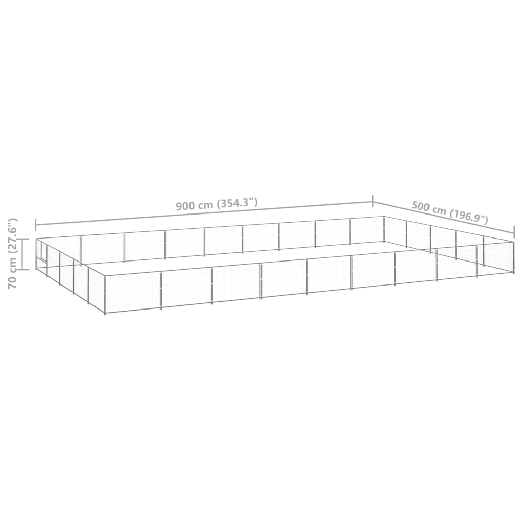 vidaXL Hundabyrgi Silfur 45 m² Stál