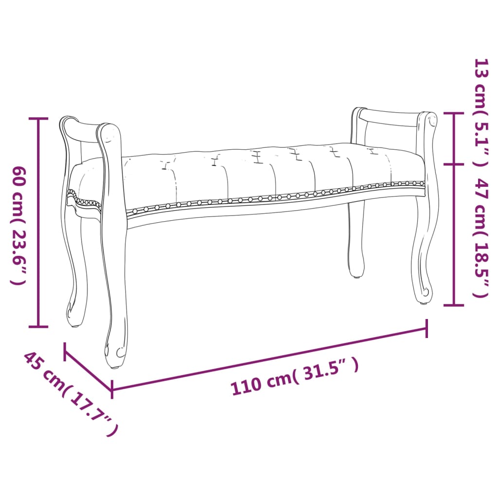 vidaXL Bekkur Dökkgrátt 110x45x60 cm Flauel