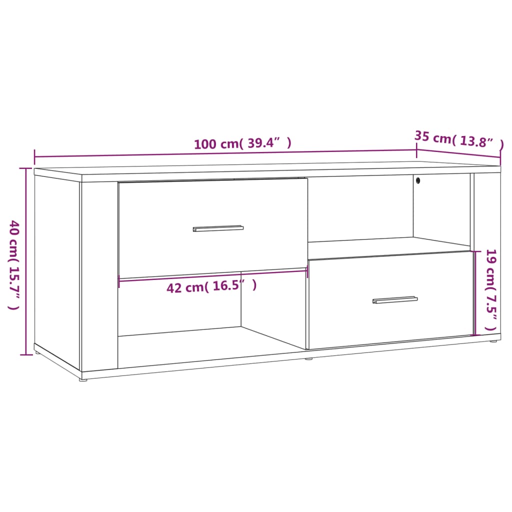 vidaXL Sjónvarpsskápur Brúnn Eik 100x35x40 cm Samsettur Viður