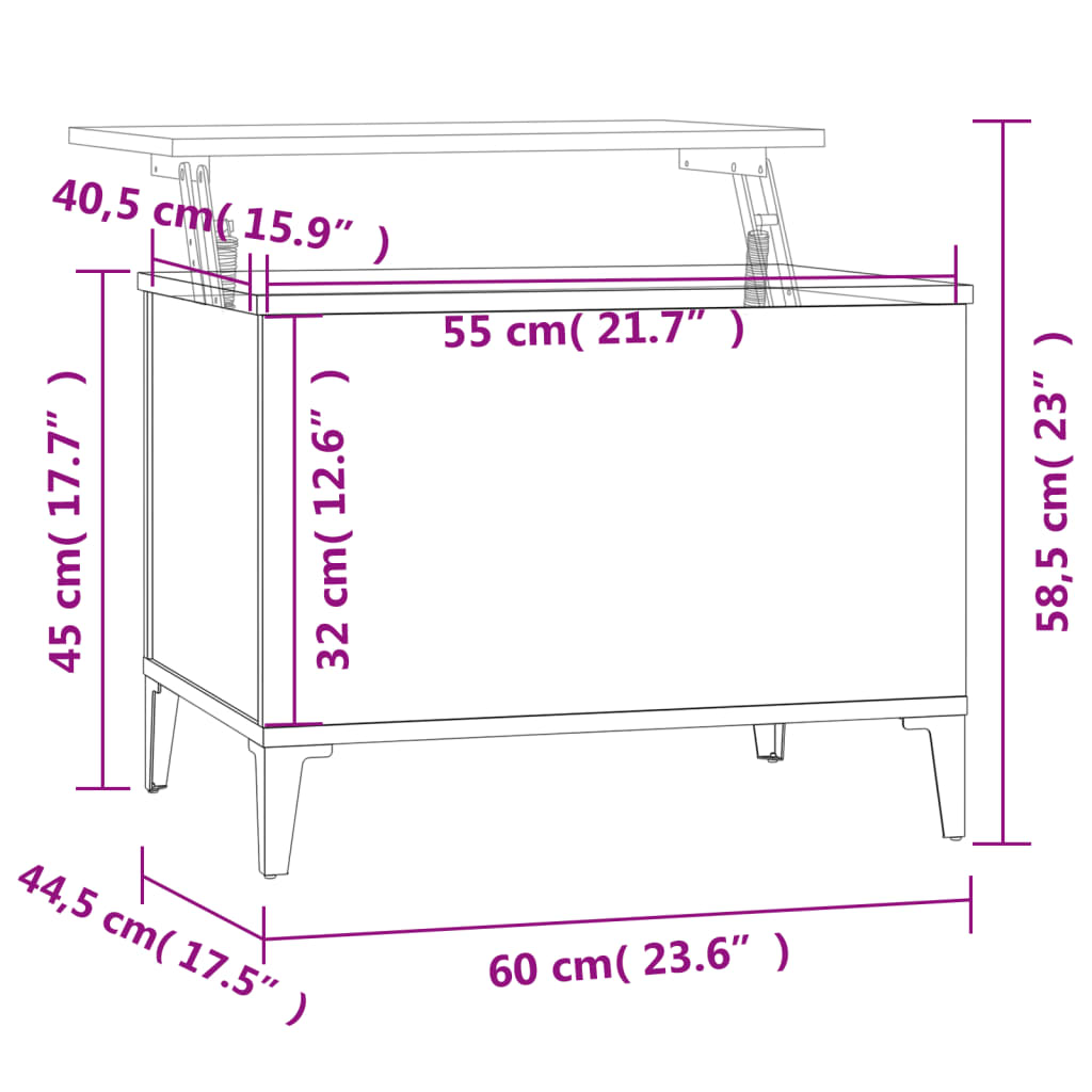 vidaXL Sófaborð Svartur 60x44,5x45 cm Samsettur Viður