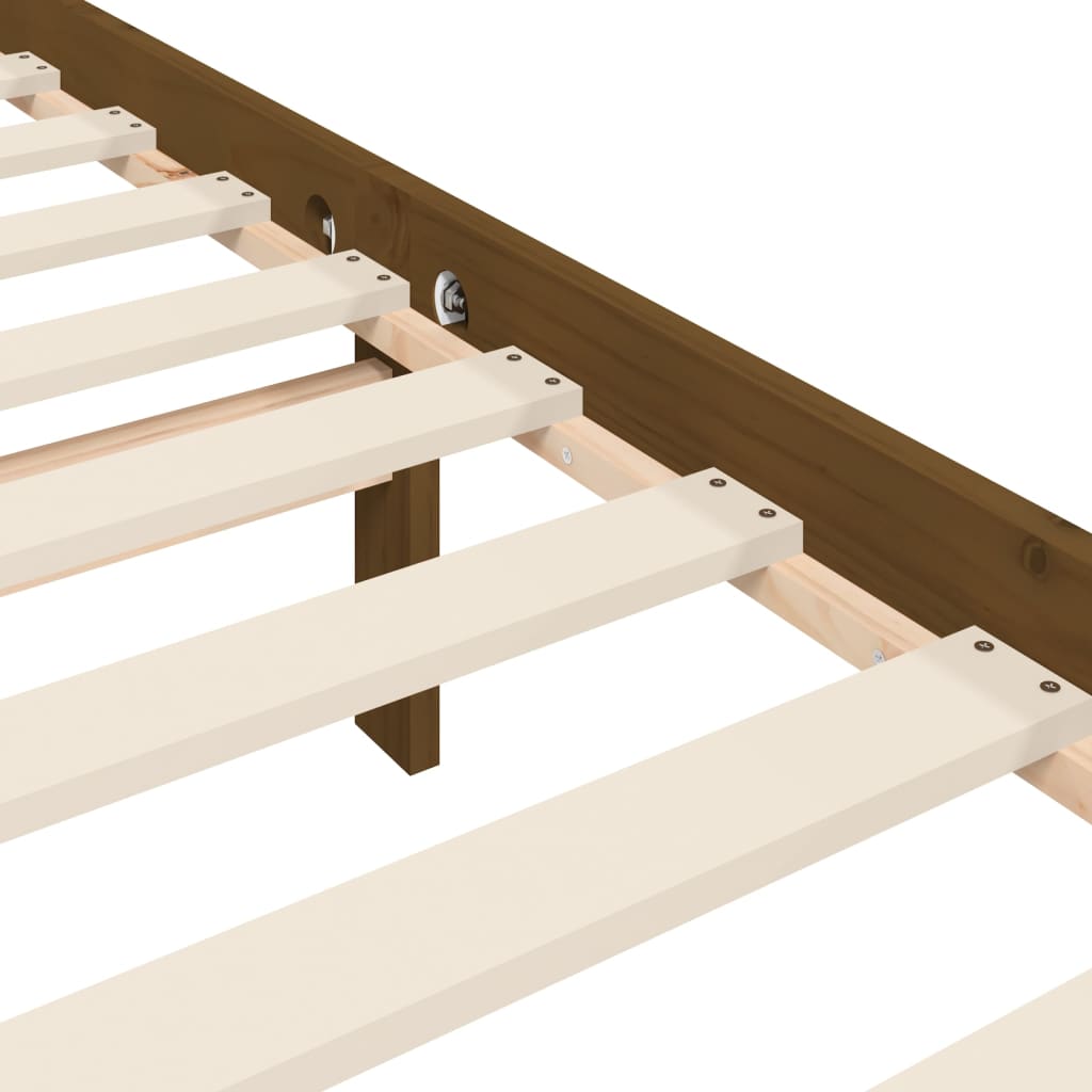 vidaXL Rúmgrind með Höfuðgafli Hunangsbrún 200x200 cm Gegnheill Viður