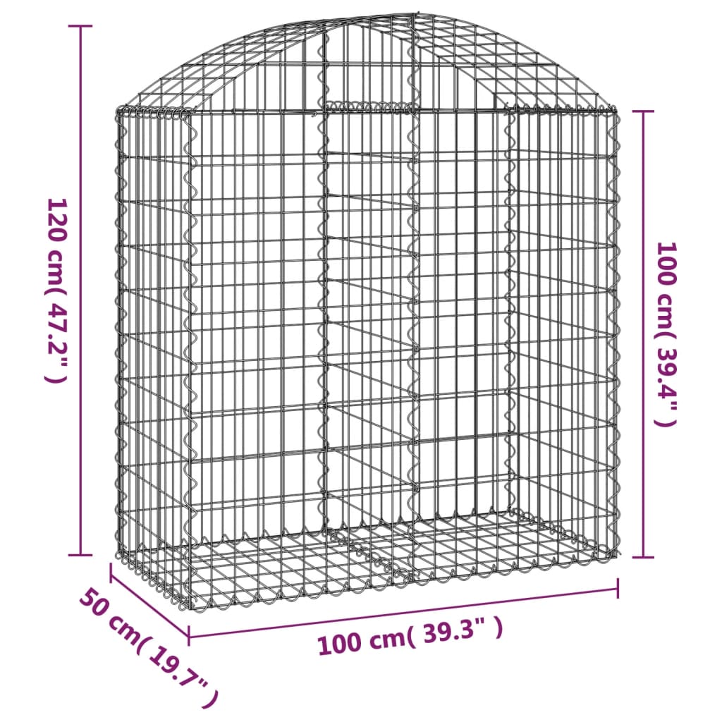 vidaXL Bogadreginn Grjótkassi 100x50x100/120 cm Sinkhúðað Járn