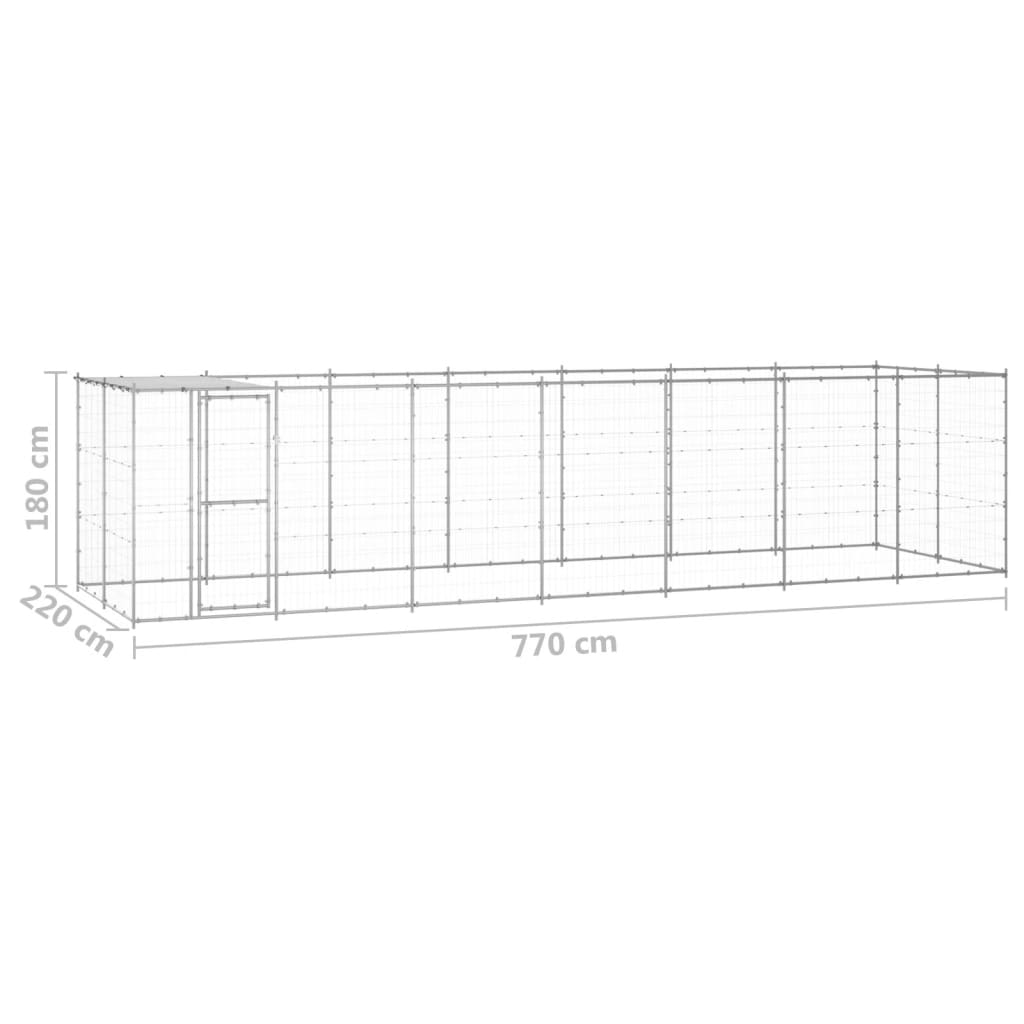 vidaXL Útihundabyrgi með Þaki Sinkhúðað Stál 16,94 m²