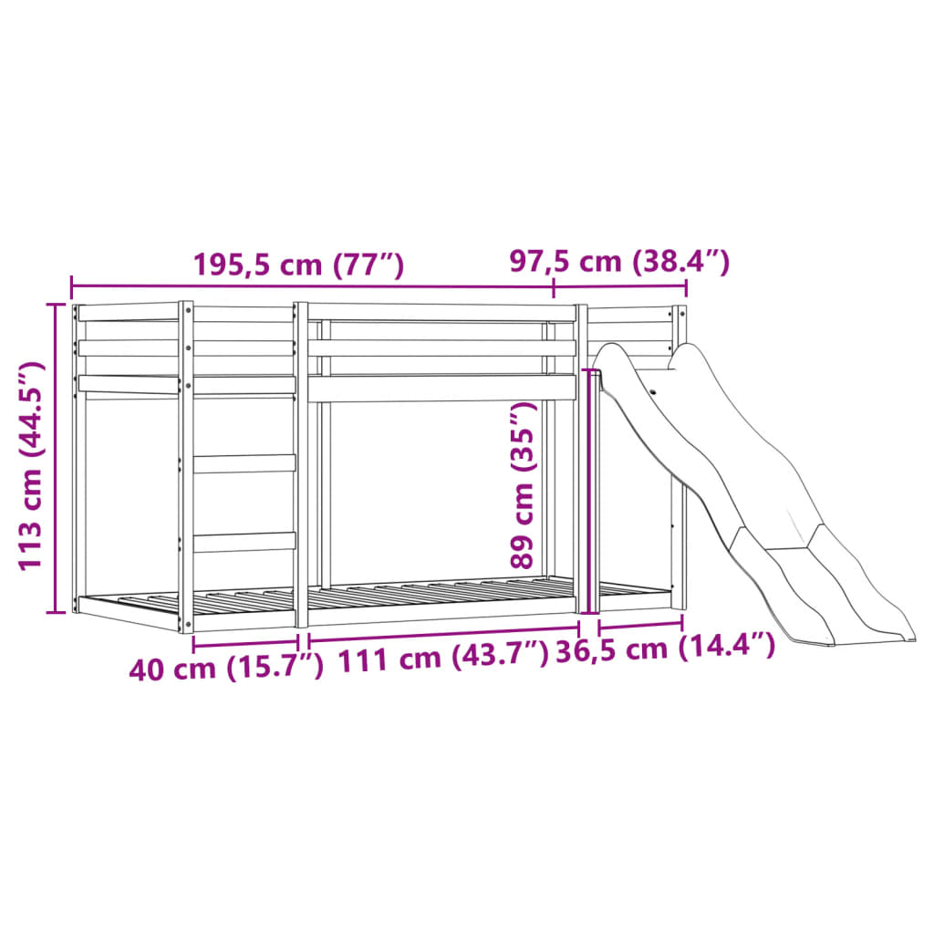 vidaXL Koja án Dýnu með Rennibraut Hvítt og Svart 90x190 cm