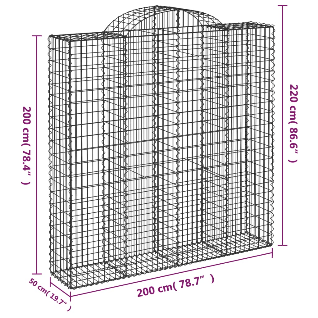 vidaXL Bogadreginn Grjótkassi 13 stk. 200x50x200/220 cm Sinkhúðað Járn