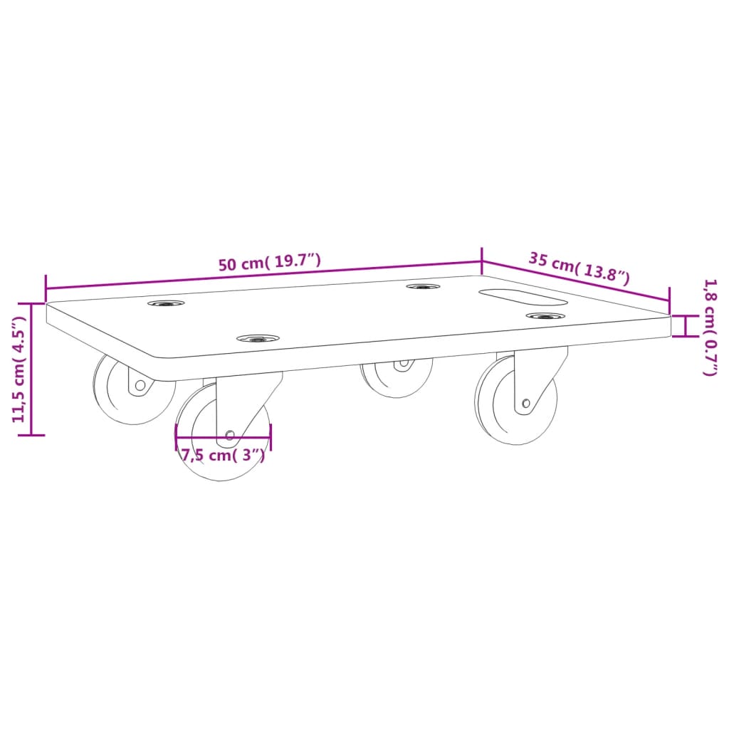 vidaXL Trillur 2 stk. Rétthyrndar 50x35x11,5 cm 250 kg