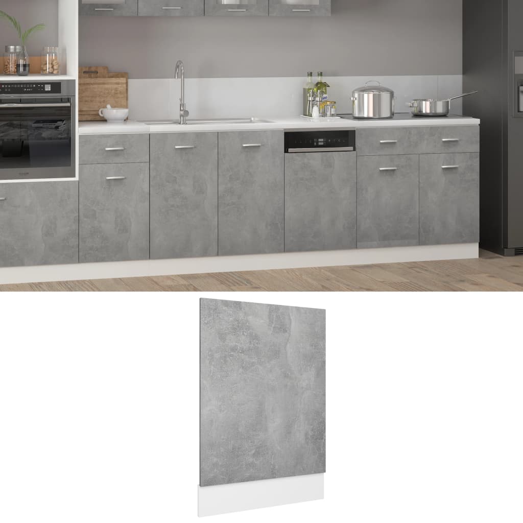 802558 vidaXL Dishwasher Panel Concrete Grey 45x3x67 cm Chipboard