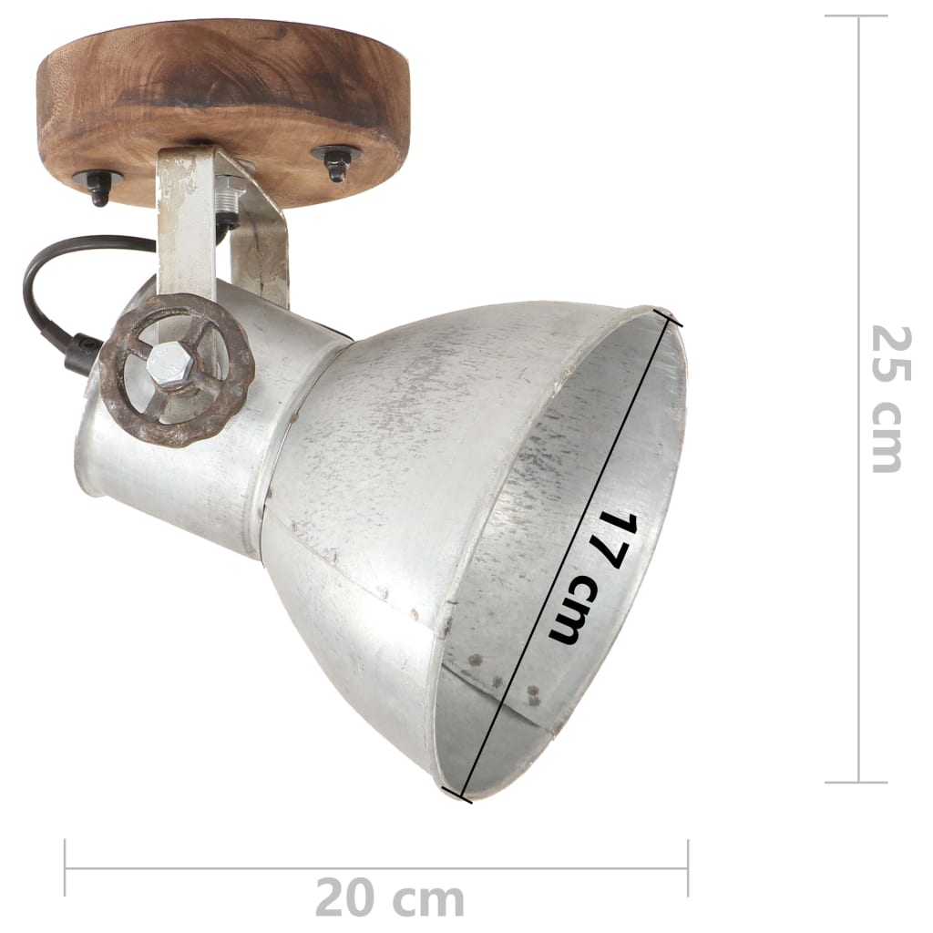 vidaXL 2 stk Vegglampar/Loftlampar í Iðnaðarstíl Silfur 20x25 cm E27