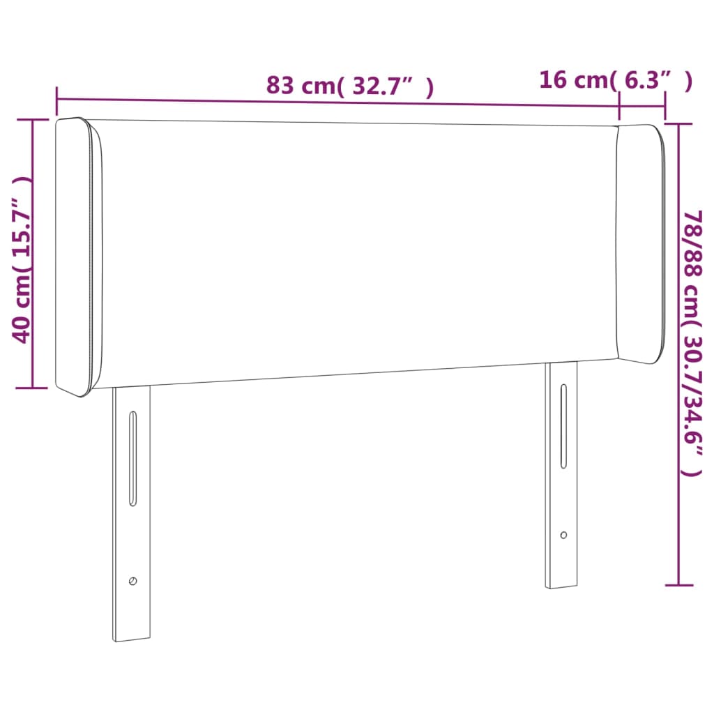 vidaXL LED Höfðagafl 83x16x78/88 cm Ljósgrátt Flauel