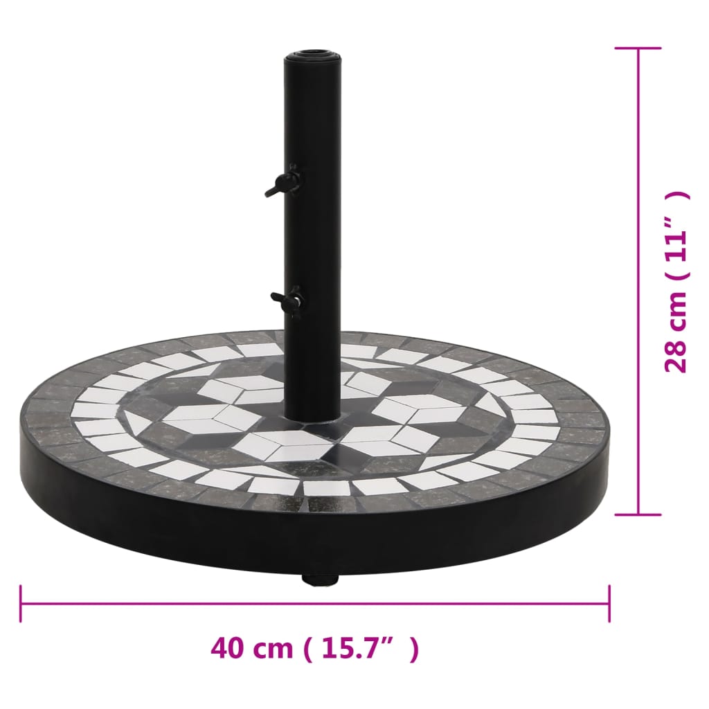 vidaXL Sólhlífarstandur Svartur og Hvítt Hringlaga 12 kg