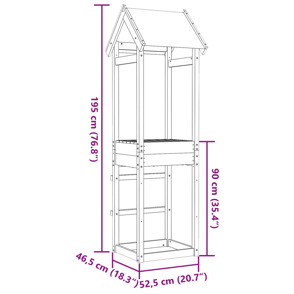 vidaXL Leikturn 52,5x46,5x195 cm Gegnheil Fura