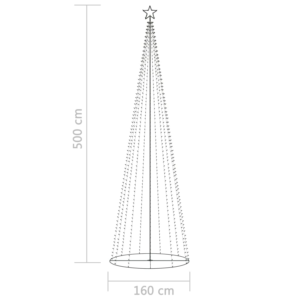 vidaXL Jólaljósakeila 752 Ljósa Marglituð LED Skreyting 160x500 cm