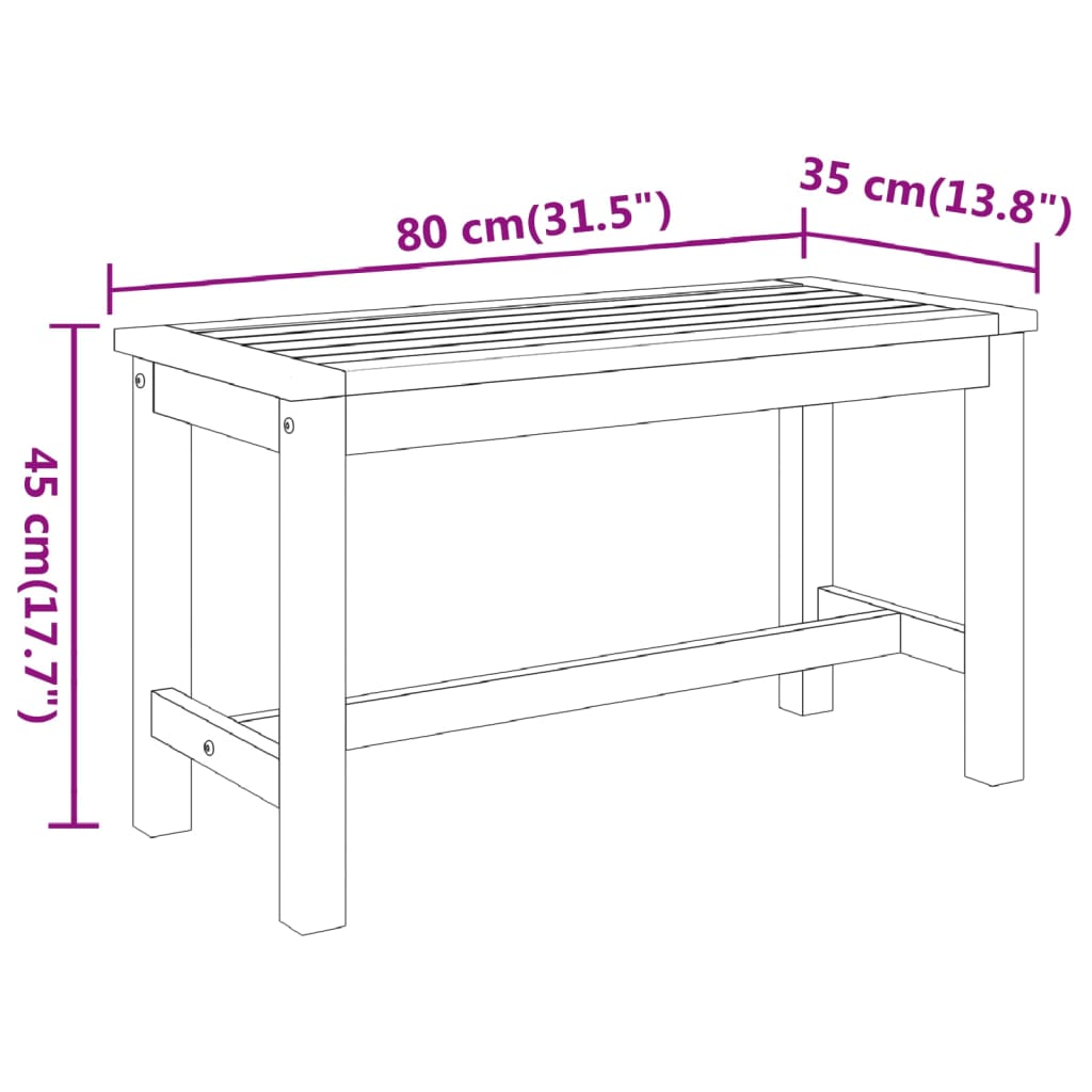 vidaXL Garðbekkur 80x35x45 cm Solid Wood Acacia