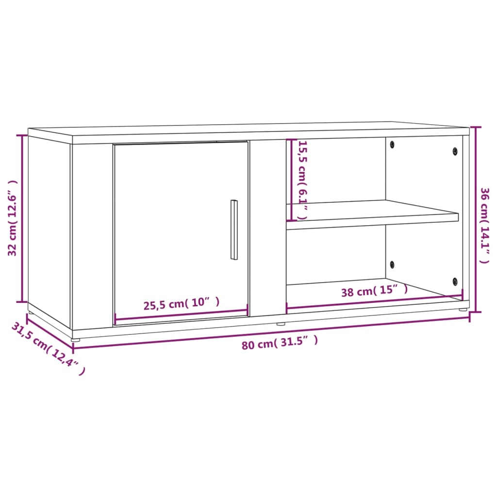 vidaXL Sjónvarpsskápar 2 stk. Steypugráir 80x31,5x36cm Samsettur Viður