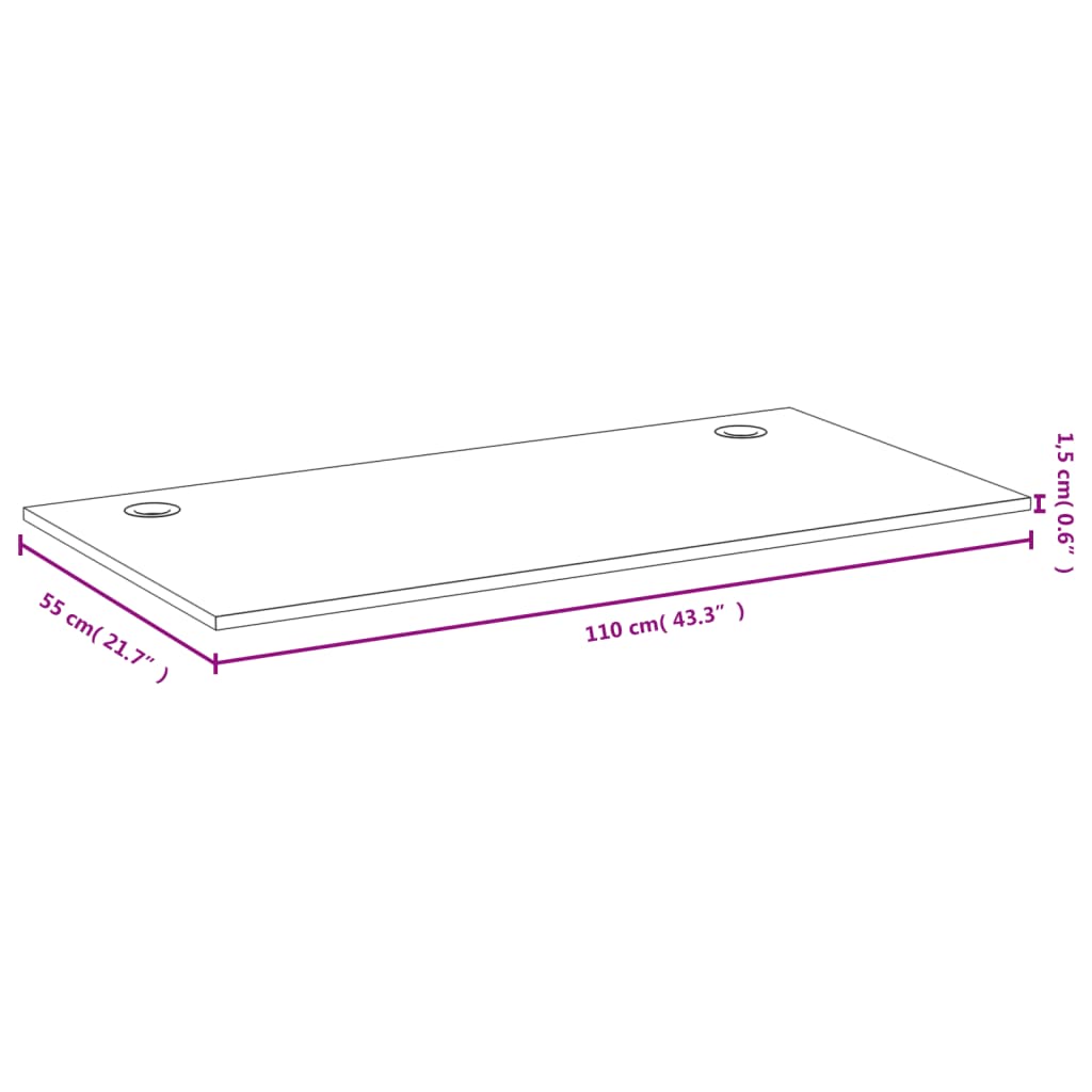 vidaXL Borðplata 110x55x1,5 cm Bambus