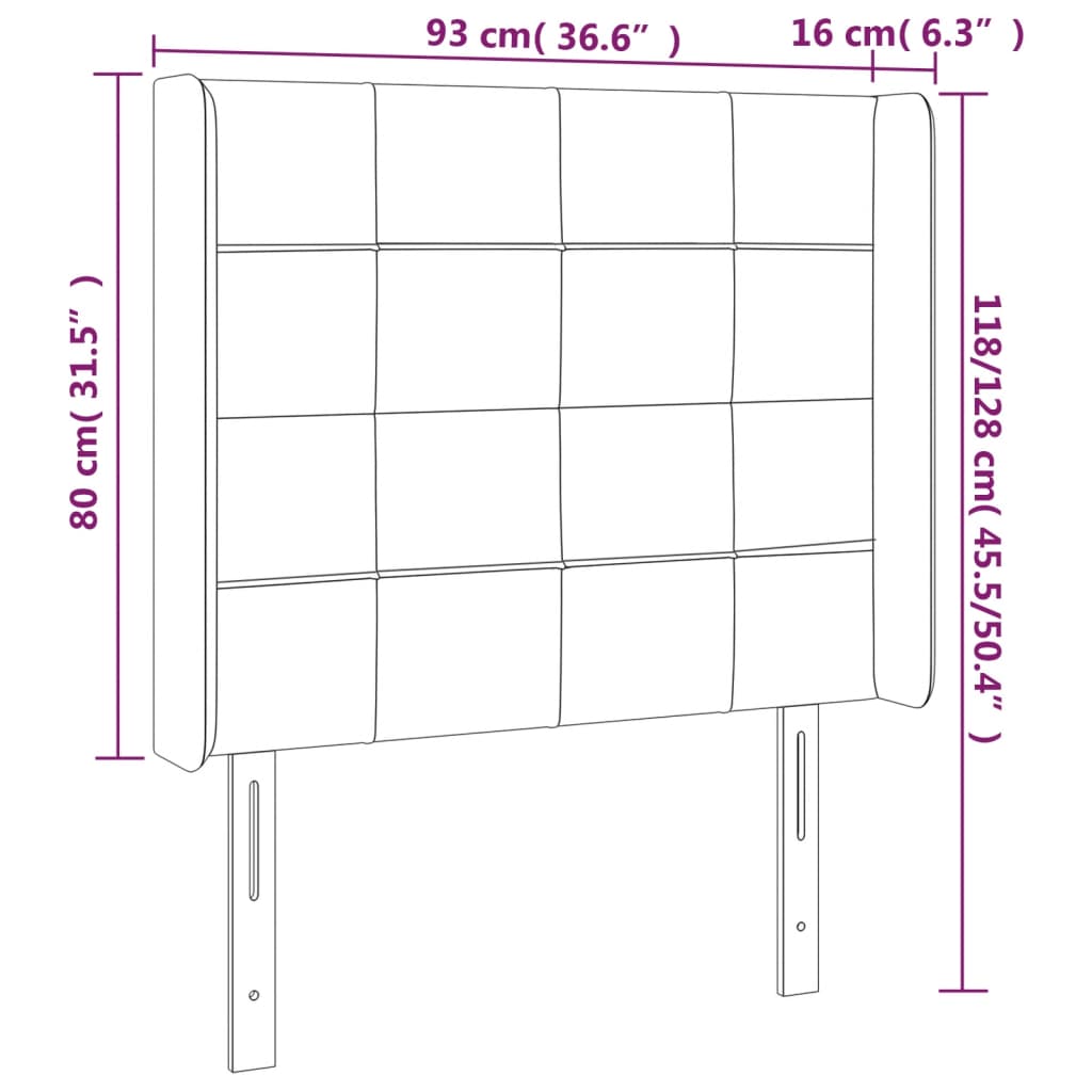 vidaXL Höfðagafl með Eyrum 93x16x118/128 cm Blátt Efni