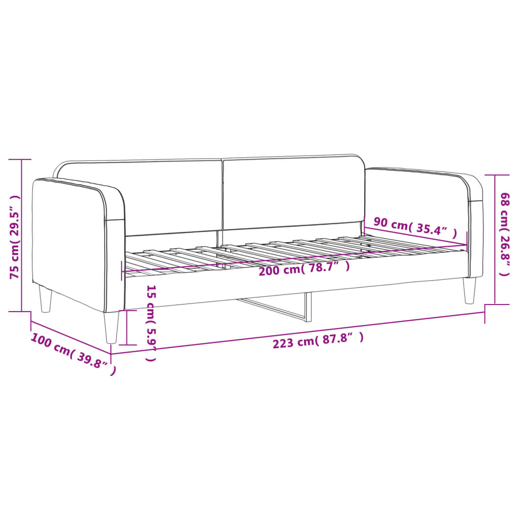 vidaXL Svefnsófi Svartur 90x200 cm Áklæði