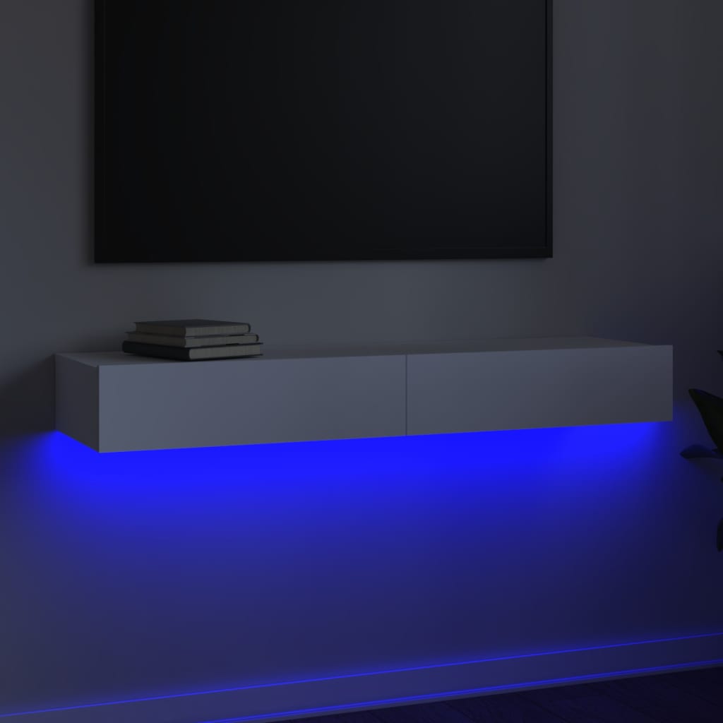 vidaXL Sjónvarpsskápur með LED-Ljósum Hvítur 120x35x15,5 cm