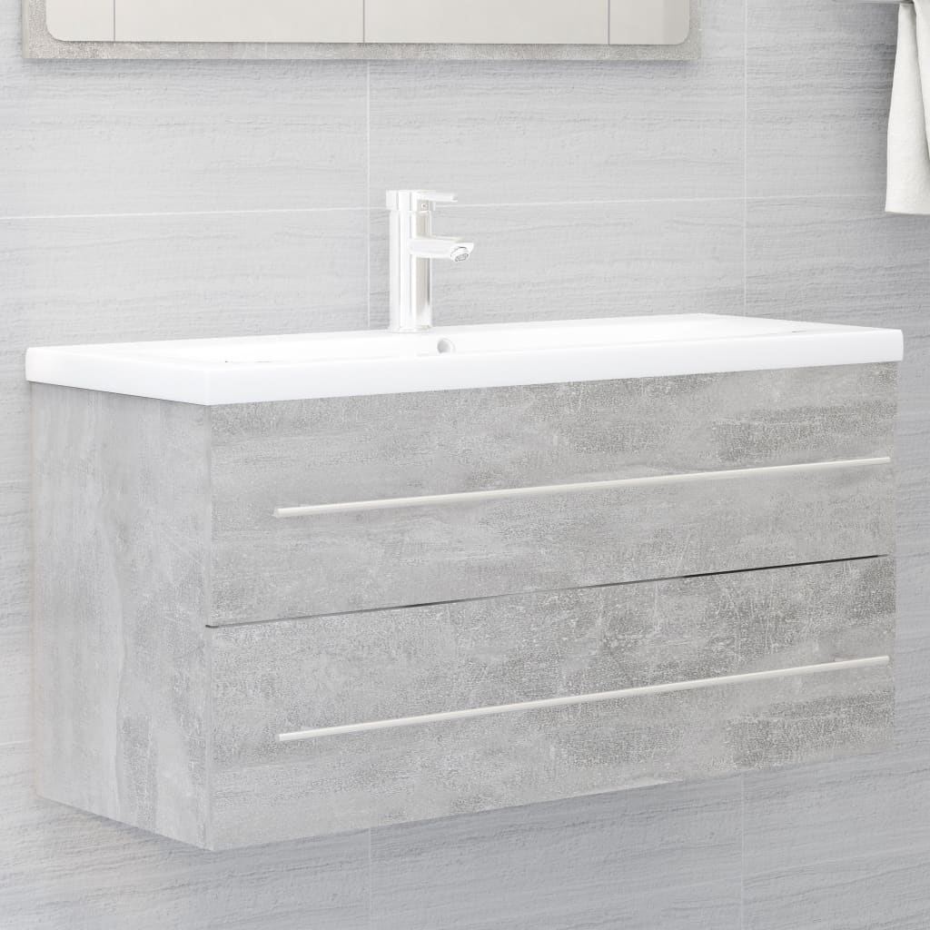 804858 vidaXL 2 Piece Bathroom Furniture Set Concrete Grey Chipboard