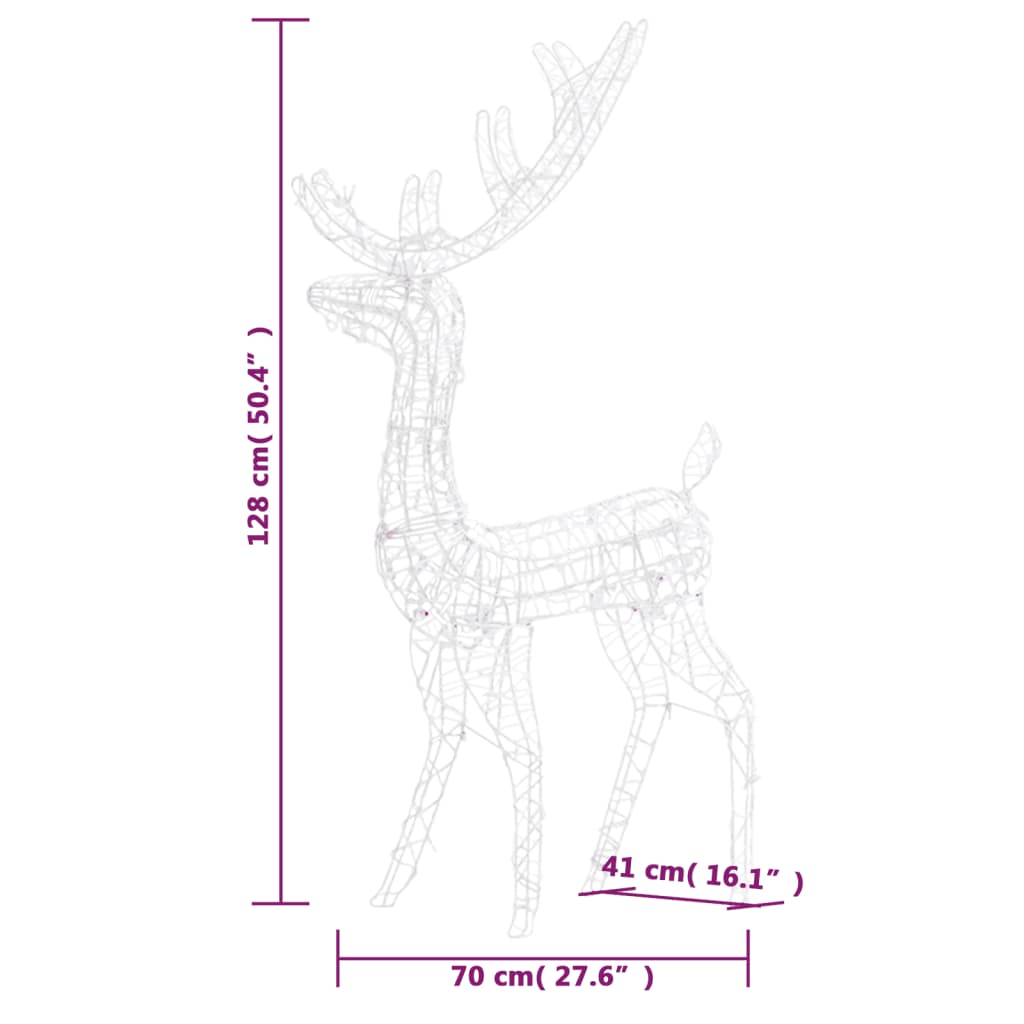 vidaXL Jólaskraut Hreindýr Akrýl 140 LED 120cm Hlýtt-hvítt