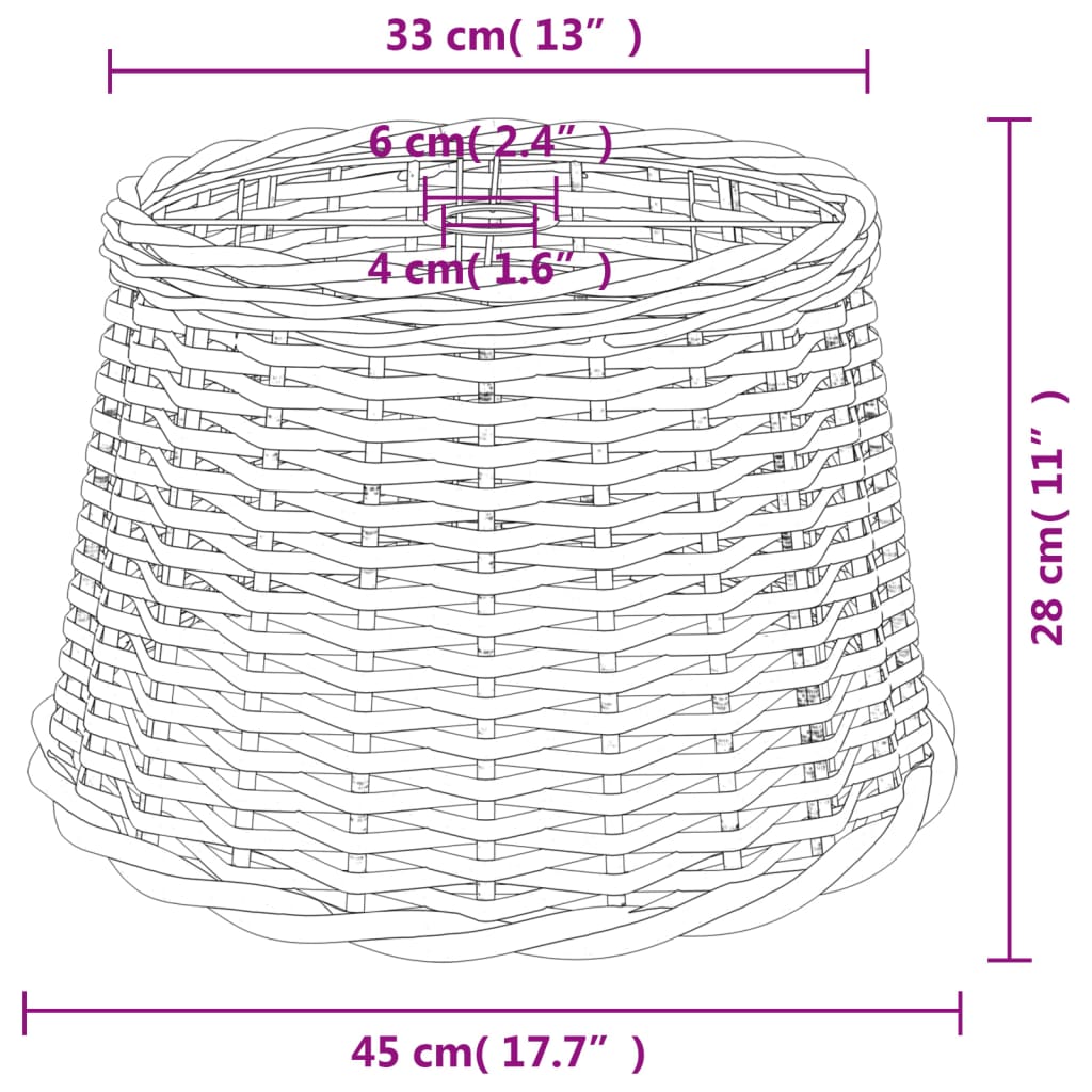 vidaXL Loftlampaskermur Hvítur Ø45x28 cm Víðitág