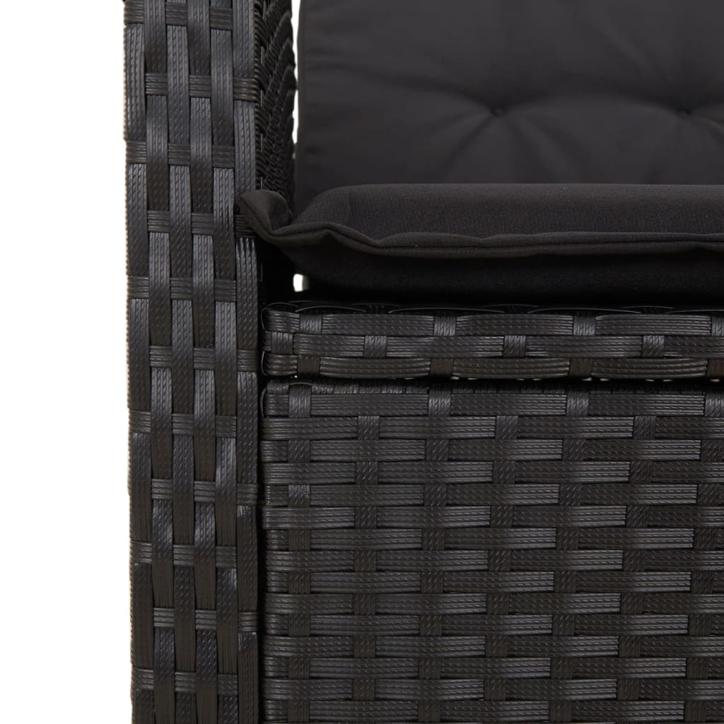 vidaXL 2 stykki garðborðstofusett með púðum Black Poly Rattan