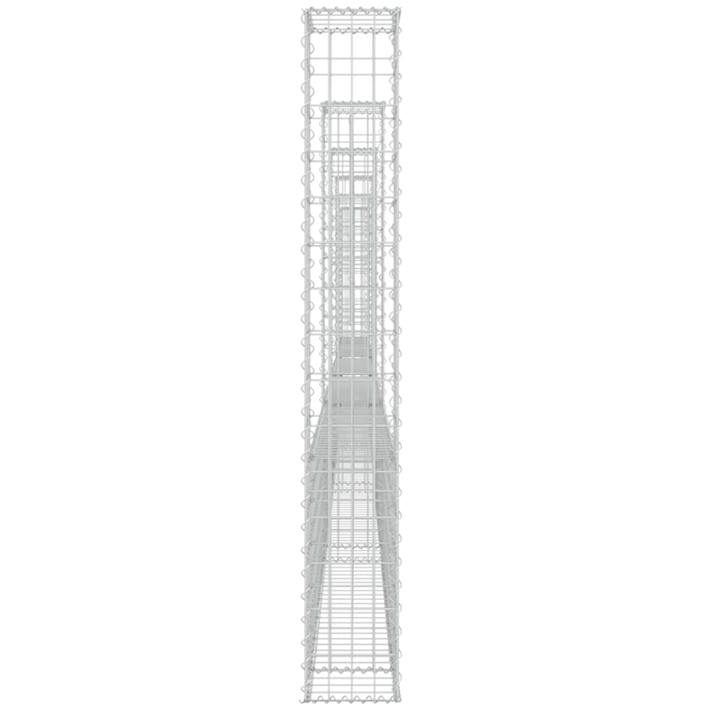 vidaXL U-laga Grjótkassi með 6 Stólpum Járn 620x20x150 cm