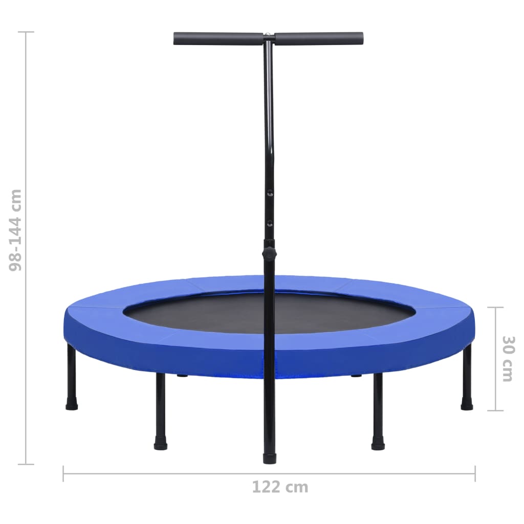 vidaXL Líkamsrækt Trampólín með Handfangi og Öryggispúða 122 cm