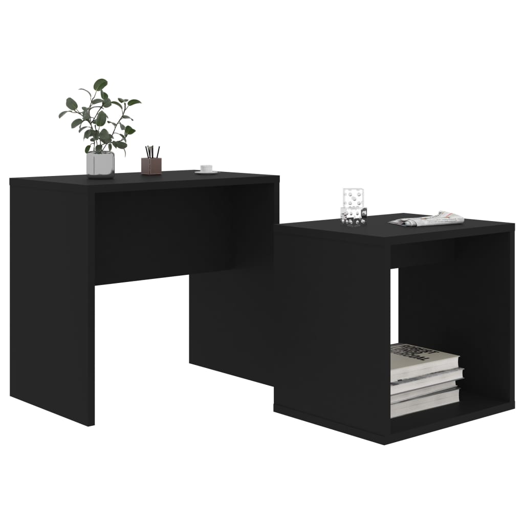 802886 vidaXL Coffee Table Set Black 48x30x45 cm Chipboard