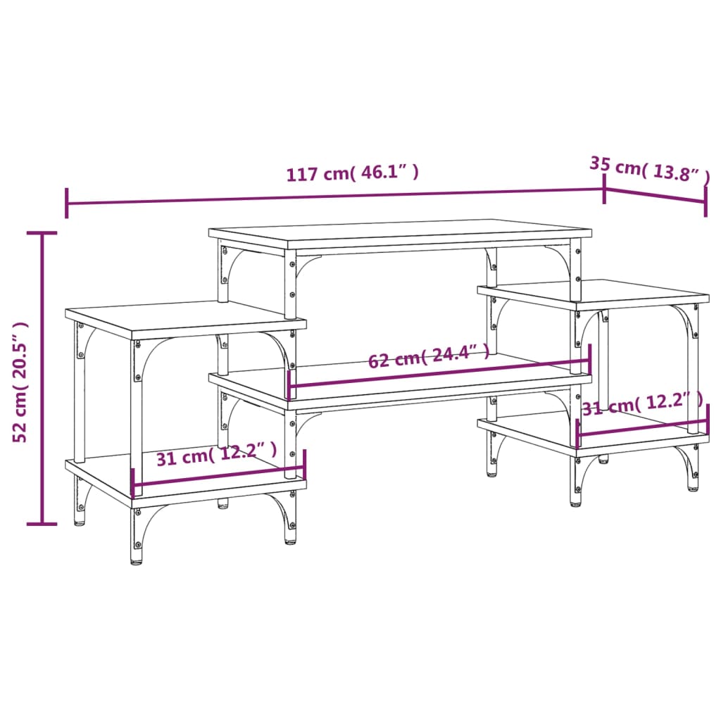 vidaXL Sjónvarpsskápur Reyklituð Eik 117x35x52 cm Samsettur Viður