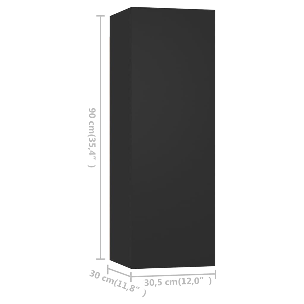 803346 vidaXL TV Cabinet Black 30,5x30x90 cm Chipboard