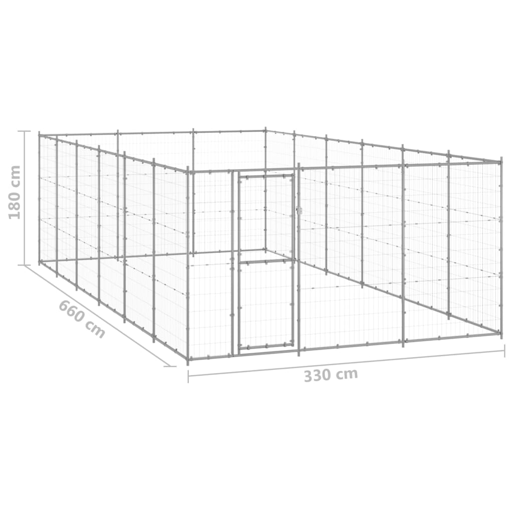 vidaXL Útihundabyrgi Galvanhúðað Stál 21,78 m²