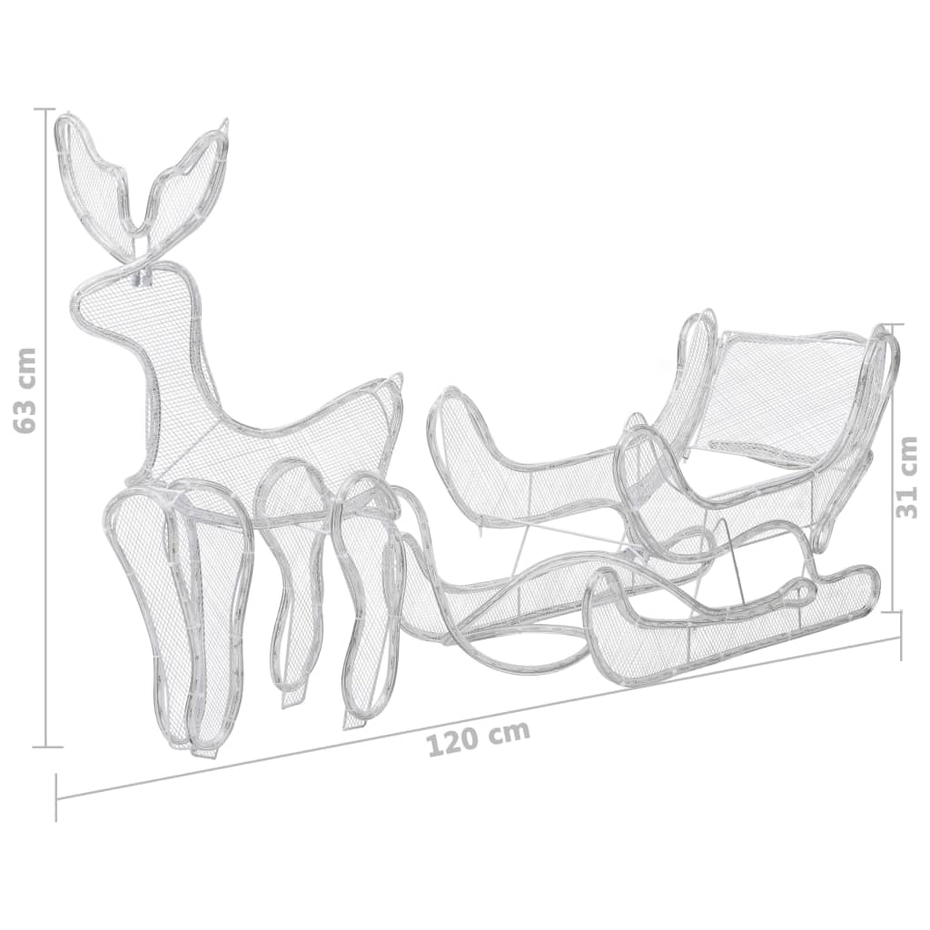 vidaXL Jólaljós Hreindýr og Sleði með Möskvaneti 432 LED ljós