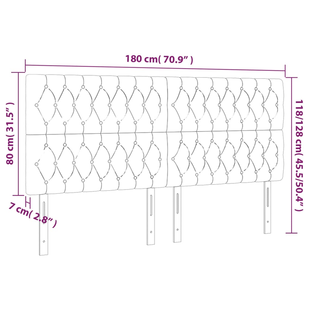 vidaXL LED höfuðgafl Rjómahvítt 180x7x118/128 cm Efni