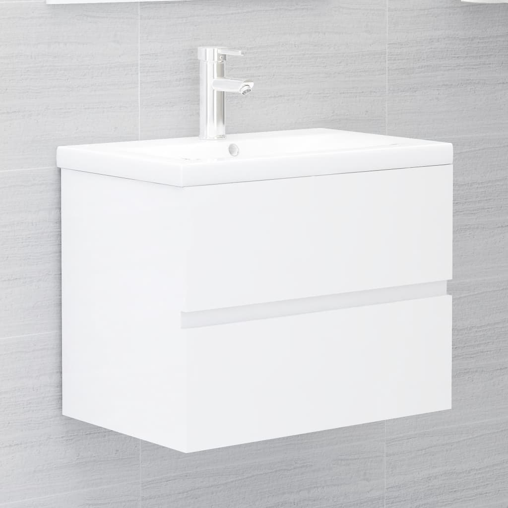 804743 vidaXL Sink Cabinet High Gloss White 60x38,5x45 cm Chipboard