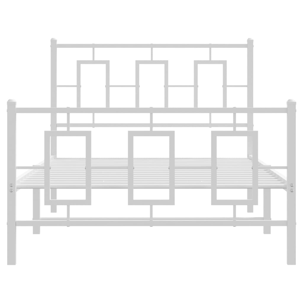 vidaXL Rúmgrind úr Málmi með Höfuðgafli & Fótagafli Hvít 100x200 cm