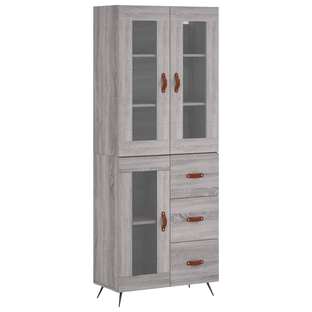 vidaXL Hár Skápur Grár Sonoma 69,5x34x180 cm Samsettur Viður