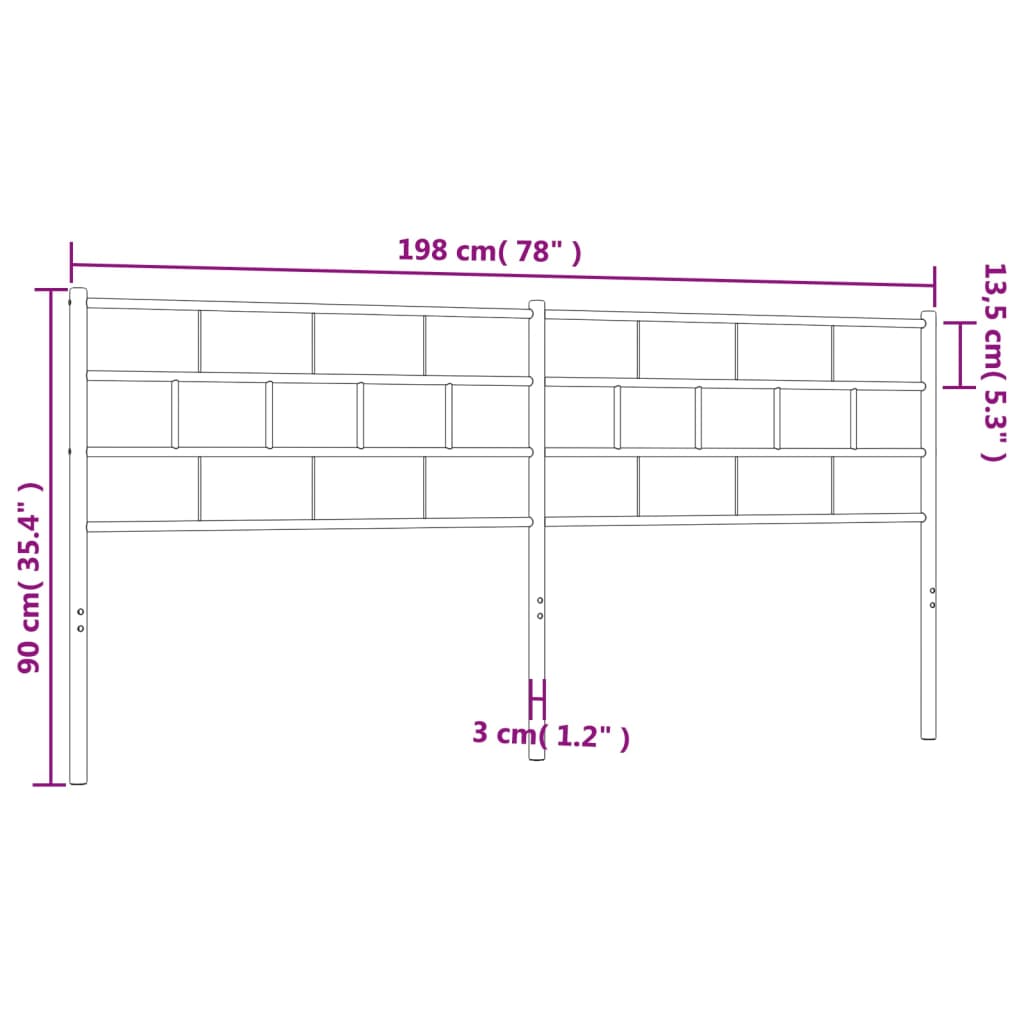 vidaXL Höfuðgafl úr Málmi Hvítur 193 cm