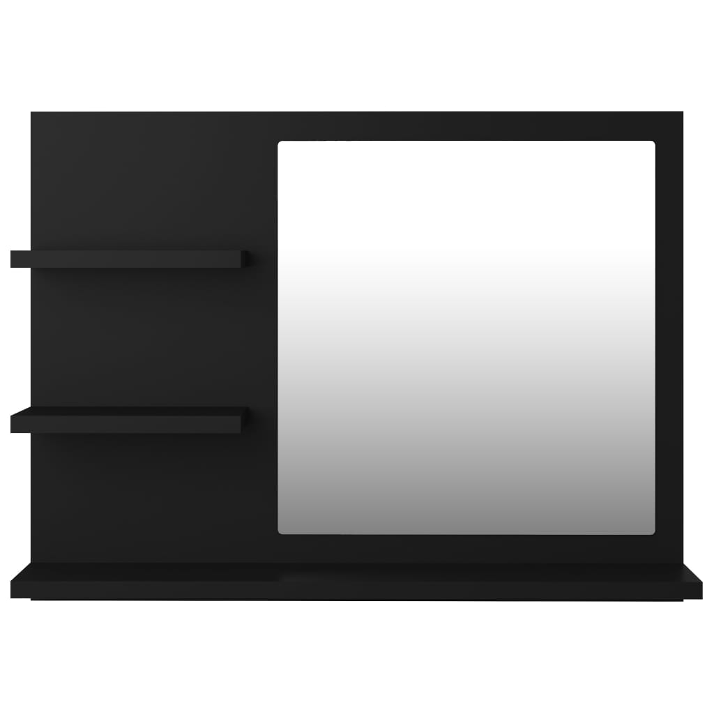 805007 vidaXL Bathroom Mirror Black 60x10,5x45 cm Chipboard