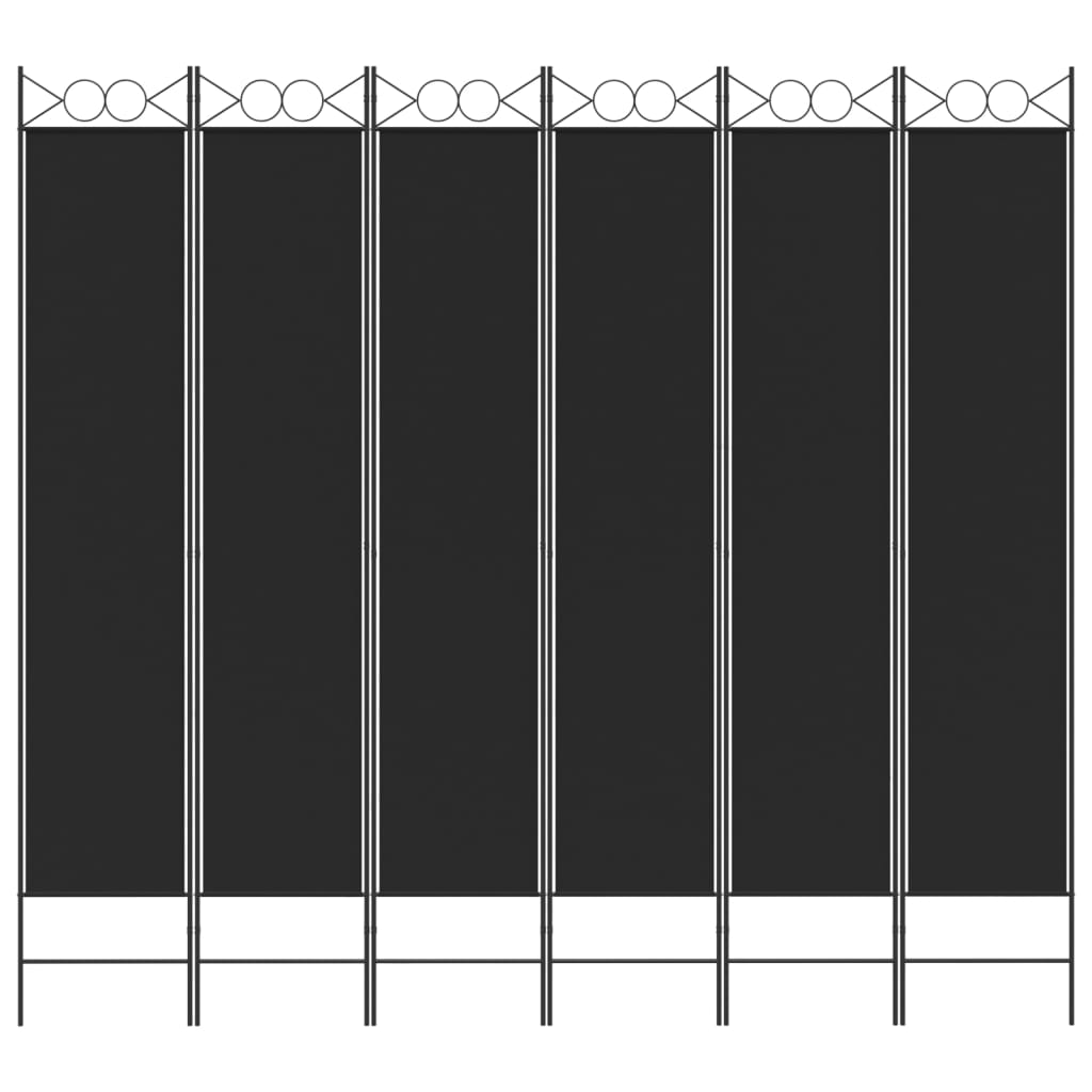 vidaXL 6-falt Skilrúm Svart 240x220 cm Tauefni