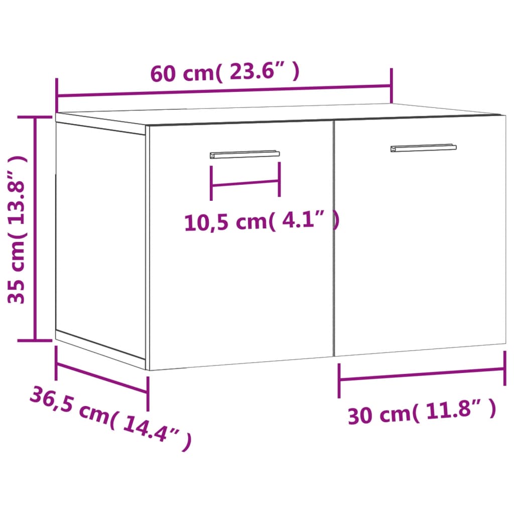 vidaXL Veggskápur Reyklituð Eik 60x36,5x35 cm Samsettur Viður