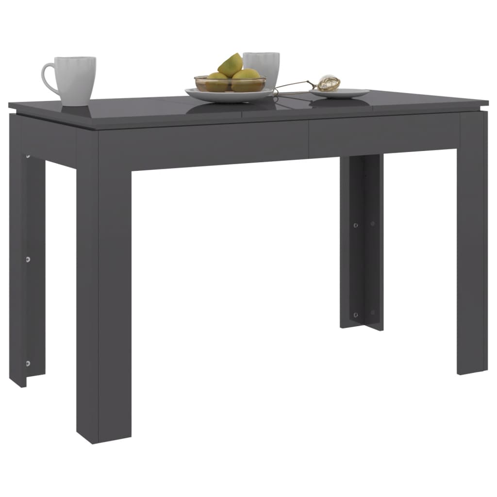 800764 vidaXL Dining Table High Gloss Grey 120x60x76 cm Chipboard