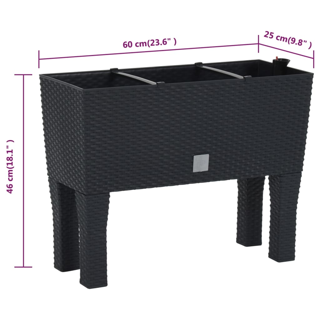 vidaXL Upphækkað Garðbeð Reykgrátt 60x25x46 cm PP Rattan