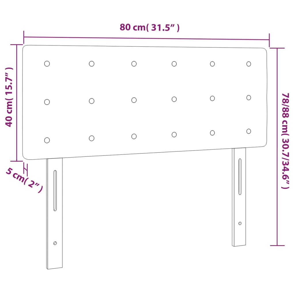 vidaXL LED Höfðagafl 80x5x78/88 cm Ljósgrátt Efni