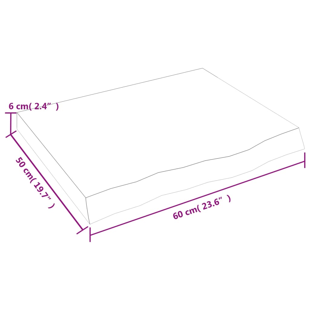 vidaXL Baðherbergisborðplata Dökkbrún 60x50x(2-6)cm Meðhöndlaður Viður