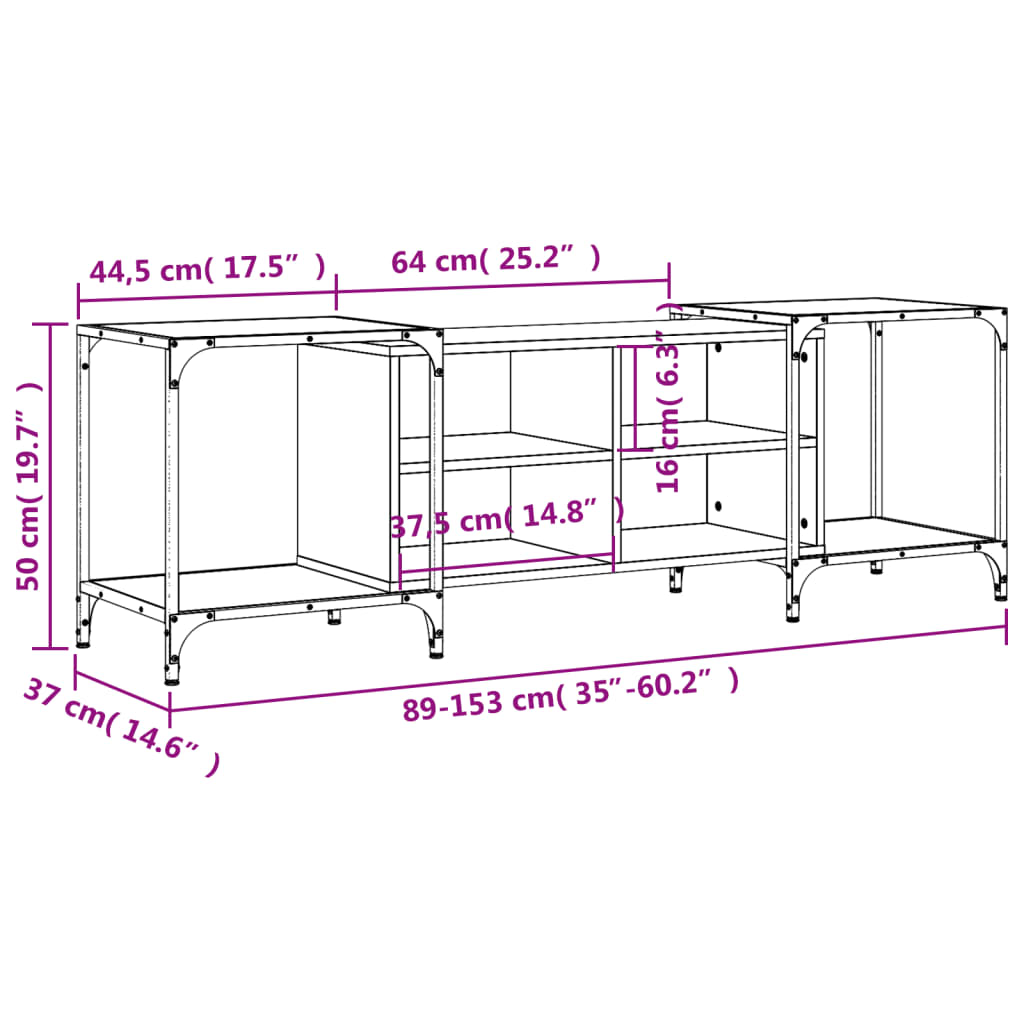 vidaXL Sjónvarpsskápur Svartur 153x37x50 cm Samsettur Viður