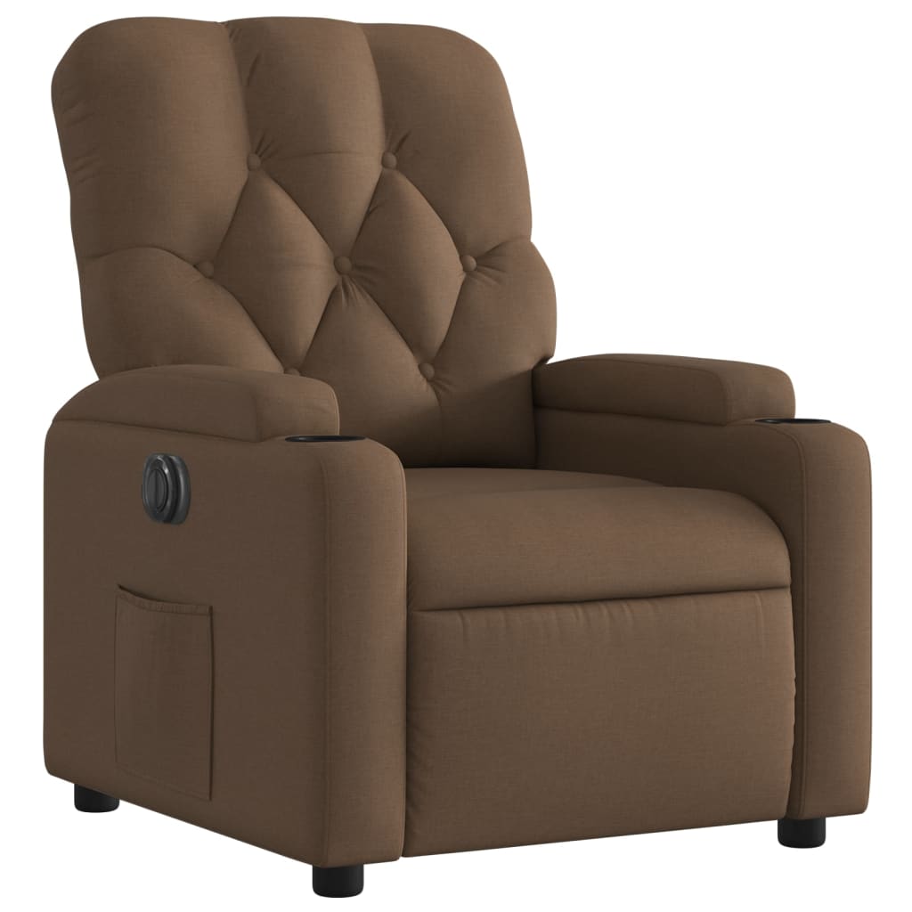 vidaXL Electric Recliner stóll Brúnt efni