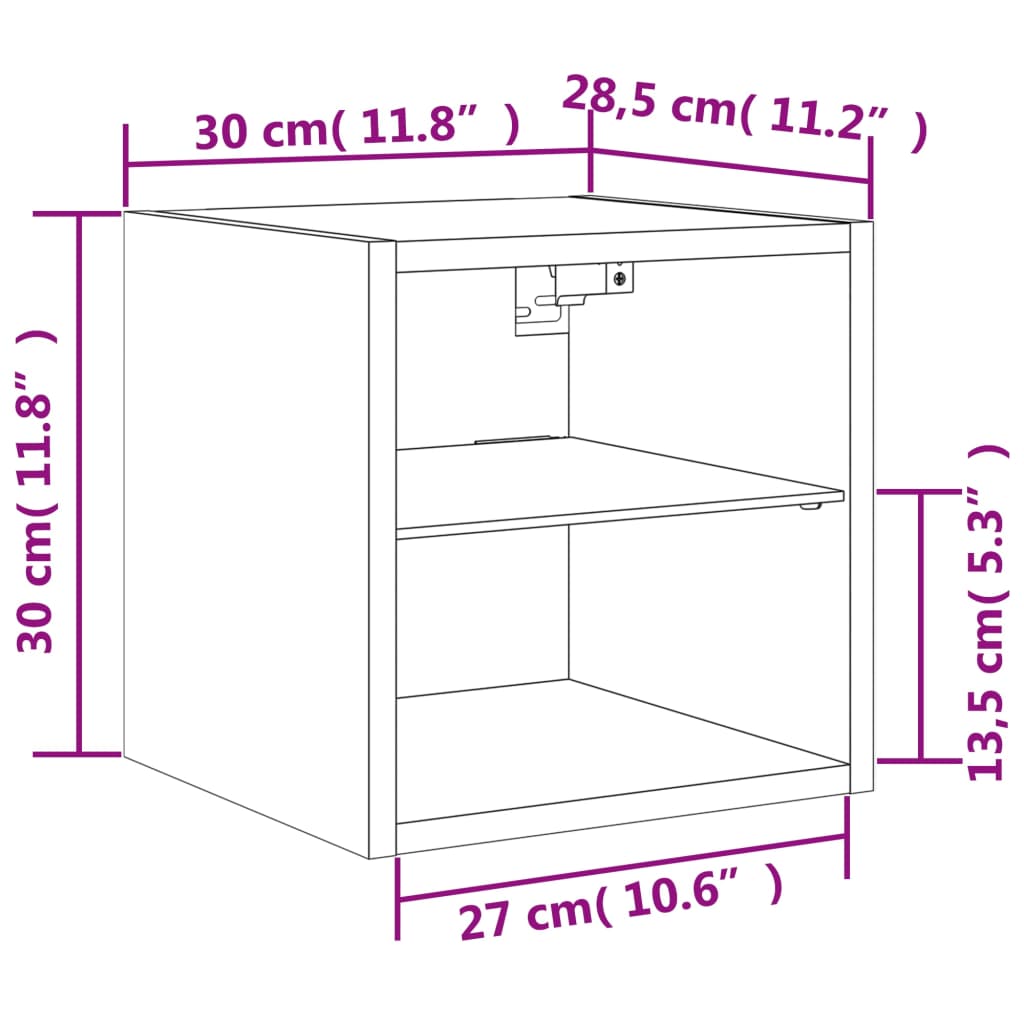 vidaXL Sjónvarpsskápar með LED Ljósum 2 stk. Brún eik 30x28,5x30 cm